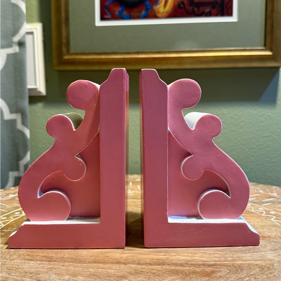Set of Solid Wood Pink and White Bookends - Picture 7 of 17